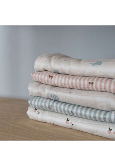 Josefine Mušelínové pleny z bambusu 2 ks Stripe Bow