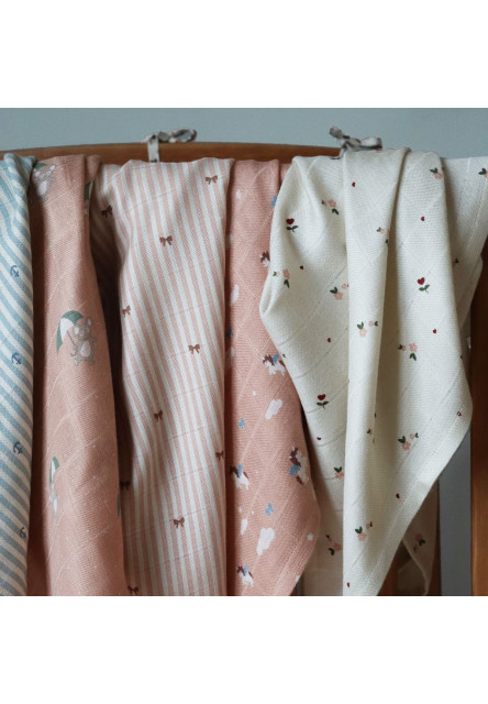 Josefine Mušelínové pleny z bambusu 2 ks Stripe Bow