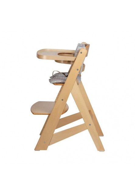 Dřevěná jídelní židlička Toby Plus s pultíkem a polstrováním Nature