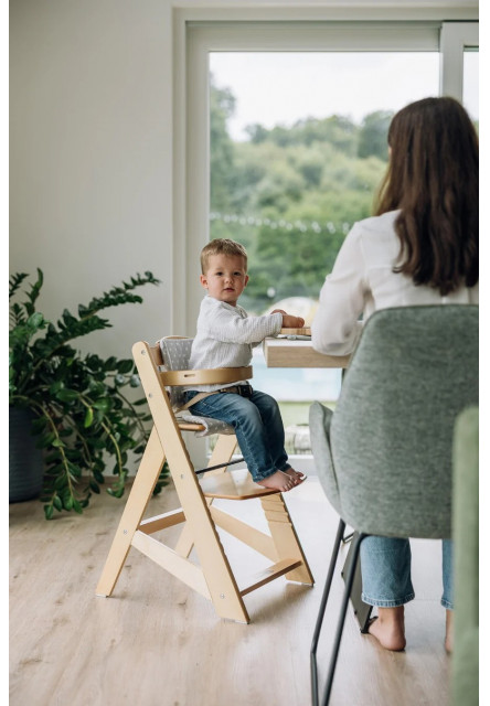 Dřevěná jídelní židlička Toby Plus s pultíkem a polstrováním Nature