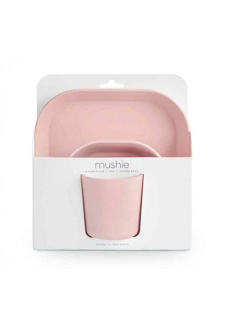 Hranatá jedálenská sada mushie - blush