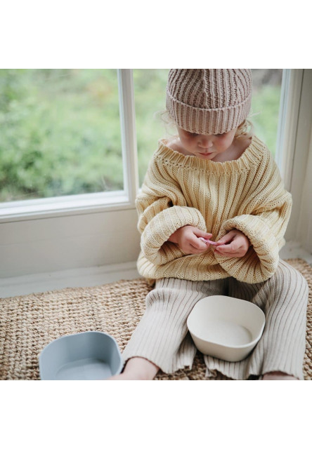 Hranatá obedová miska mushie - dusty rose