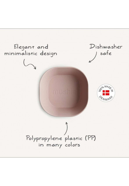 Hranatá obedová miska mushie - dusty rose