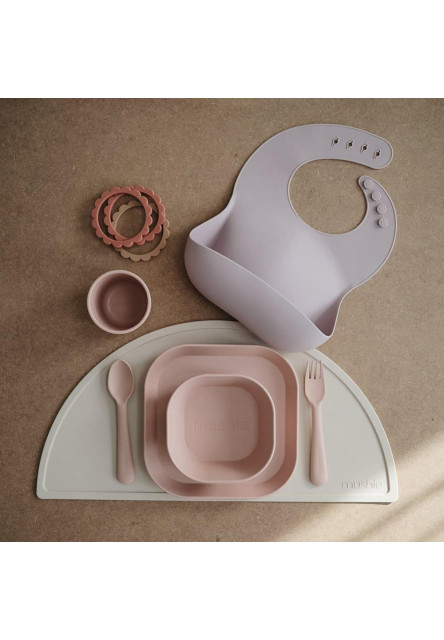 Hranatý obedový tanier mushie - dusty rose