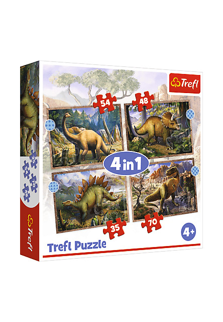 Trefl Puzzle 4v1 - Dinosaury