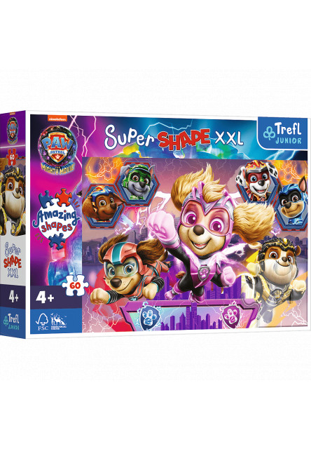 Trefl Puzzle 60 XXL Super Shape - Šťastní psíci / Viacom PAW PATROL: THE MIGHTY MOVIE 2023