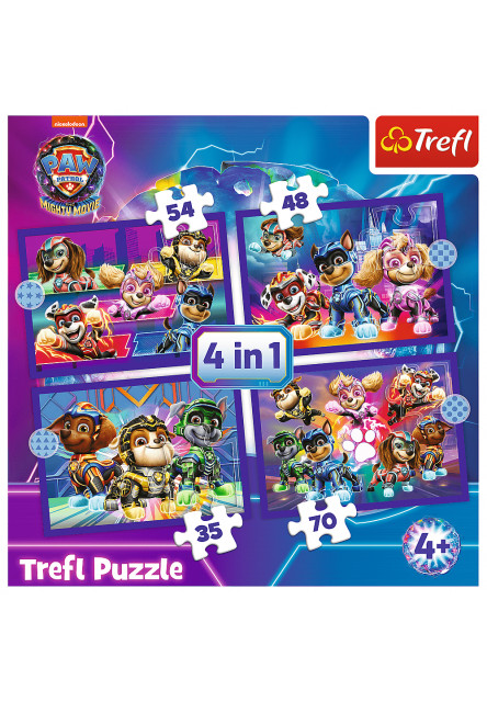 Trefl Puzzle 4v1 - Hrdinovia zachraňujú / Viacom PAW PATROL: THE MIGHTY MOVIE 2023