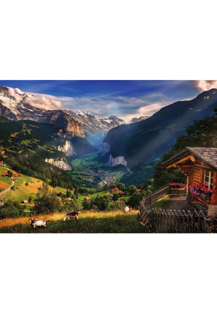 Trefl Puzzle 1000 Premium Plus - Foto Odysea: Údolie Lauterbrunnen, Švajčiarsko