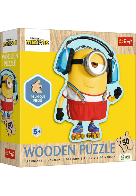 Trefl Drevené puzzle Junior 50 - Minions / Universal Despicable Me 4