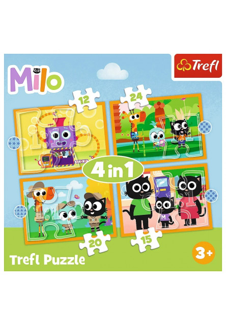 Trefl Puzzle 4v1 Milo, zoznámte sa s Milom a jeho priateľmi