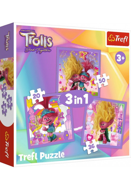 Trefl Puzzle 3v1 Zoznámte sa s veselými trollmi