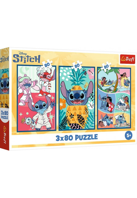 Trefl Puzzle 3 x 80 Stitchov svet / Lilo&Stitch
