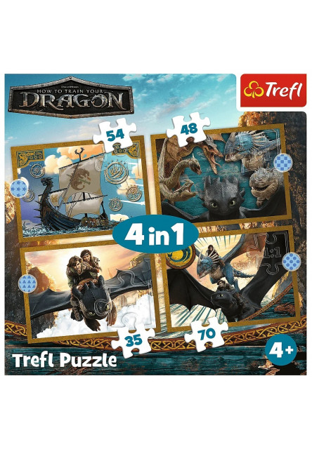 Trefl Puzzle  4v1 Dračie dni / Ako vycvičiť draka