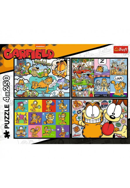 Trefl Puzzle 4x250 Garfield nemá rád pondelky