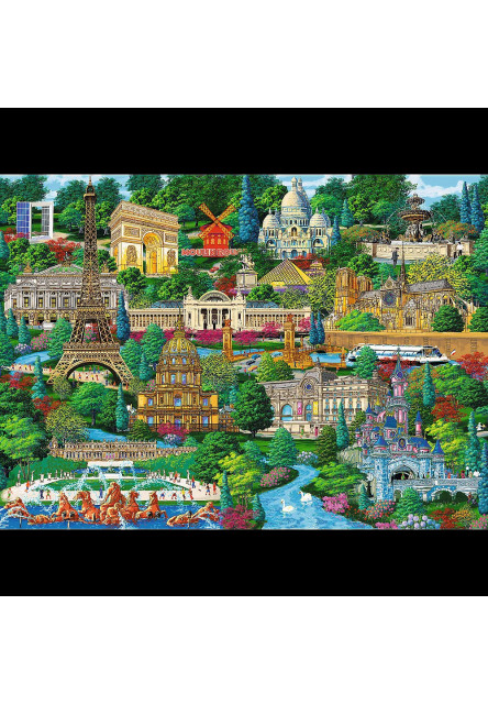 Trefl Drevené puzzle 1000 - Francúzsko - Slávne miesta