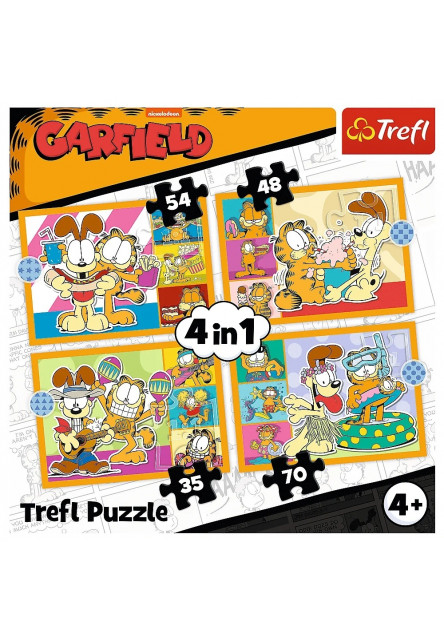 Trefl Puzzle 4v1 Garfield zbožňuje lasagne