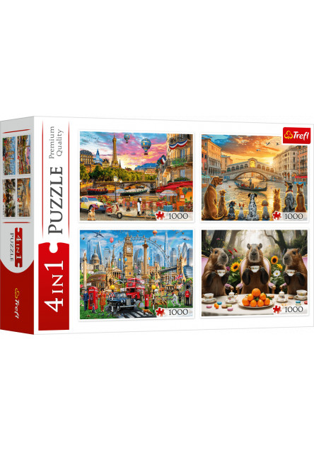 Trefl Puzzle 4x1000 Painted Cities + Capybaras