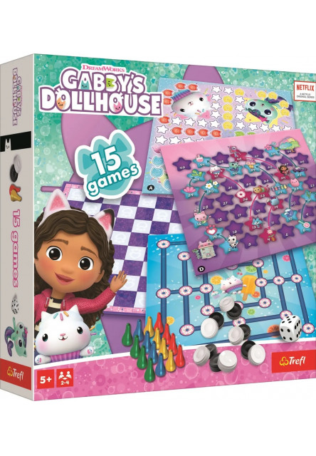 Trefl Gabby's Dollhouse Sada 15 spoločenských hier Trefl