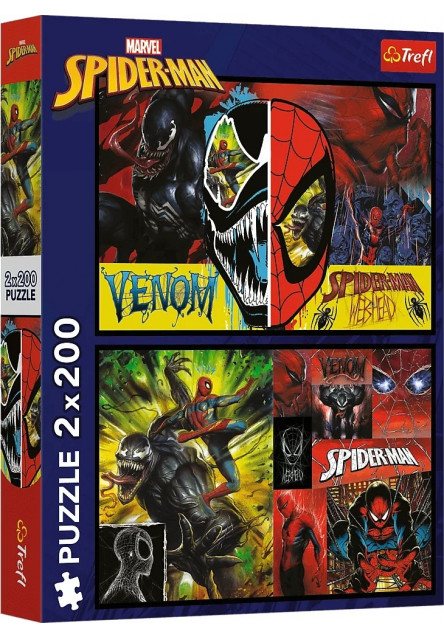 Trefl Puzzle Marvel 2 x 200 dielikov Spiderman vo dne v noci