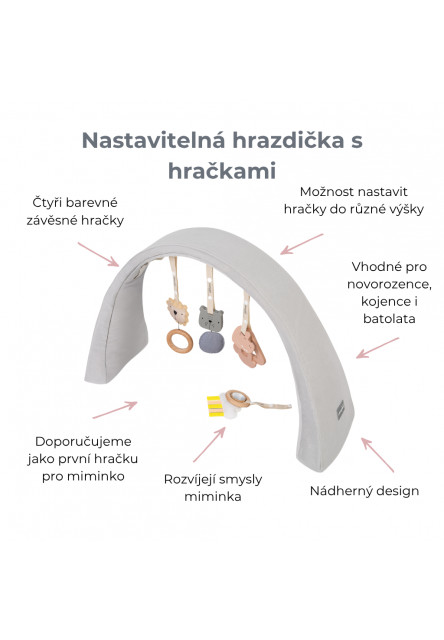 Nastavitelná hrazdička pro miminko s hračkami Sleepee Grey