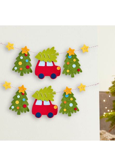 Kreatívna sada Prvé navliekanie plstená girlanda Vianočná cesta