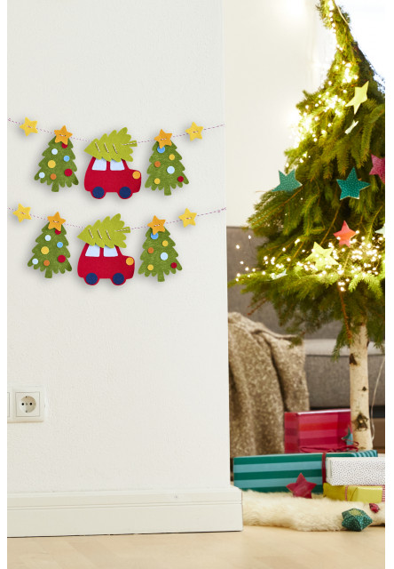 Kreatívna sada Prvé navliekanie plstená girlanda Vianočná cesta