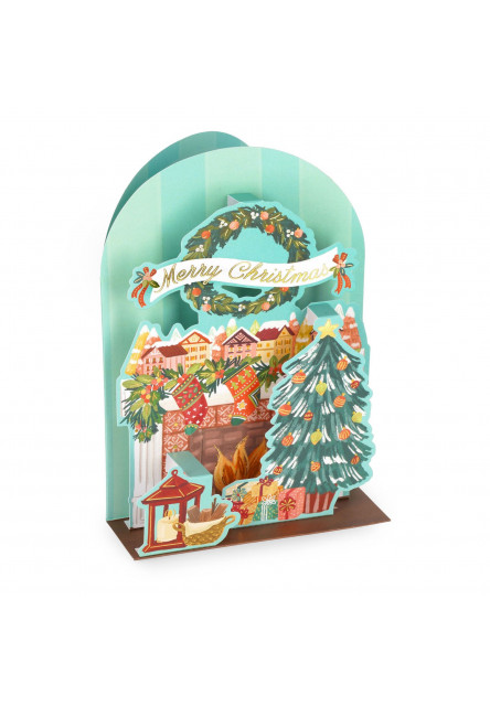 Vianočné prianie Legami Pop-Up Card - Pop-Up Greeting Card - Xmas Fireplace