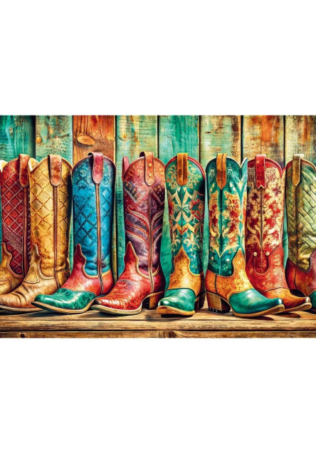 Trefl Puzzle 1000 USA Collection: Farebné kovbojské čižmy