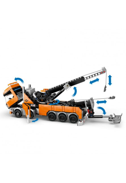 Výkonné záchranné odťahové vozidlo so žeriavom