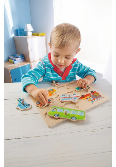 Drevené vkladacie puzzle - dopravné prostriedky