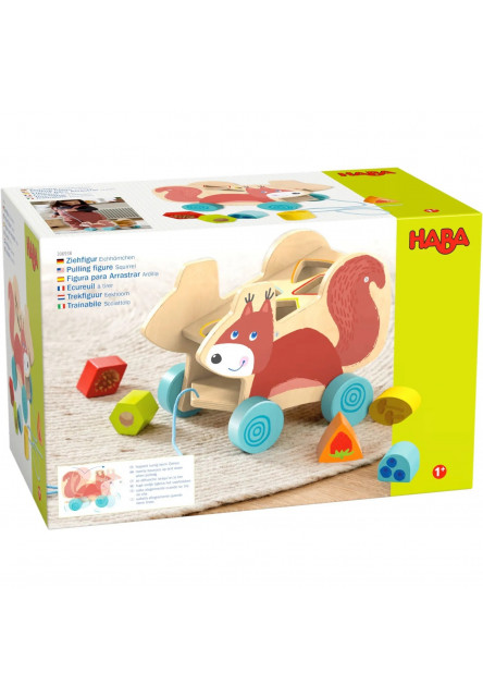 Ťahacia hračka s vkladacími tvarmi - veverička