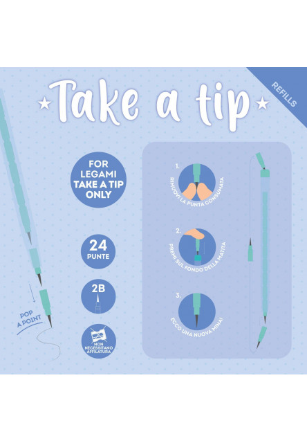 Sada 24 náhradných náplní pre stohovateľné ceruzky Legami - Take A Tip Refill