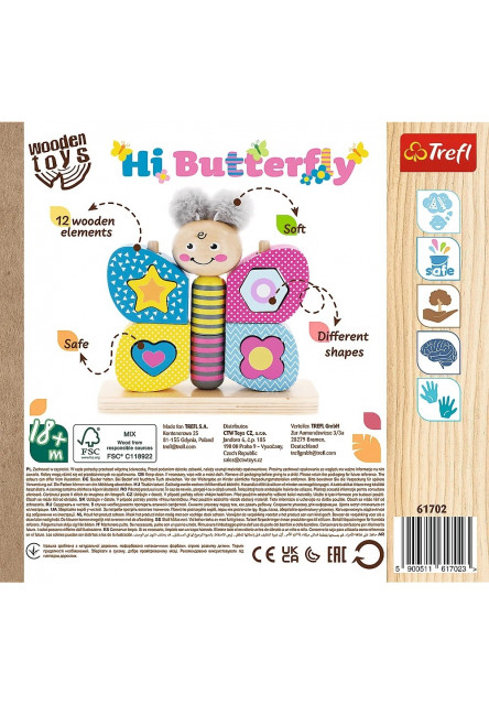 Trefl Drevená skladačka Hi Butterfly