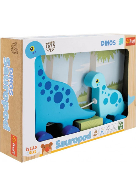 Trefl Drevená ťahacia hračka Dinosaurus Sauropod