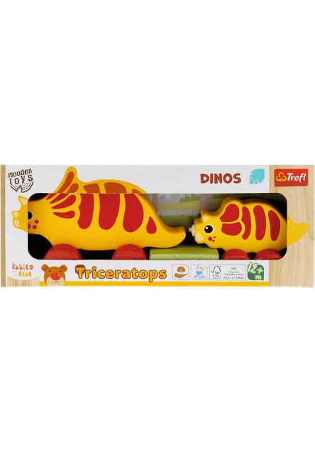 Trefl Drevená hračka na ťahanie Dinosaurus Triceratops