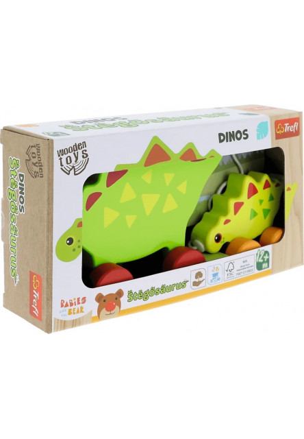Trefl Drevená ťahacia hračka Dinosaurus  Stegosaurus