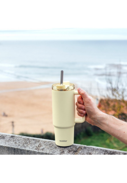 Nerezový termohrnek s brčkem Vibe Pastel Yellow 880 ml