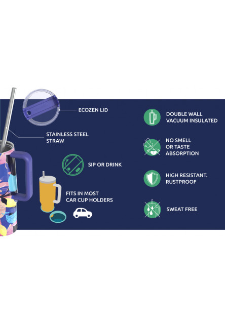 Nerezový termohrnek s brčkem Vibe Pastel Yellow 880 ml