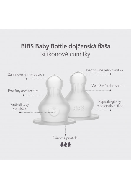 BIBS silikónové cumlíky na dojčenskú fľašu (Hustejšie pokrmy)