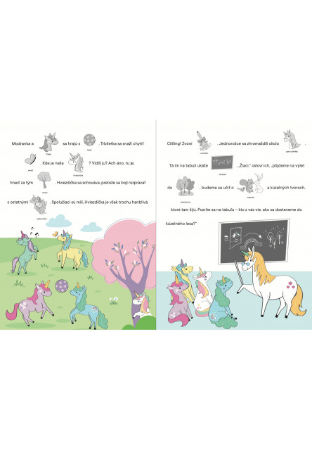 Jednorožce Obrázkové čítanie so samolepkami