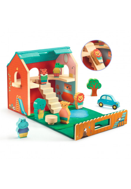 Dřevěný domeček se zvířátky SoftiHouse