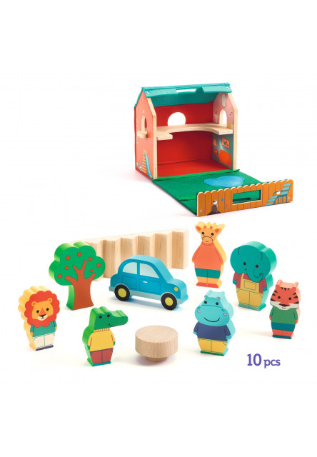 Dřevěný domeček se zvířátky SoftiHouse