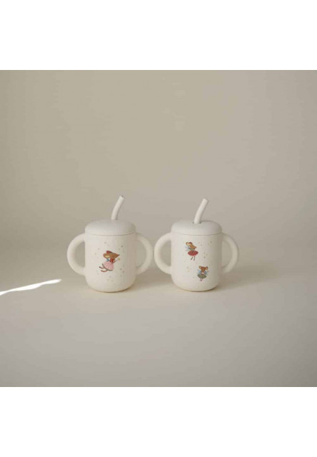 Silikónový pohárik so slamkou mushie - fairy mice