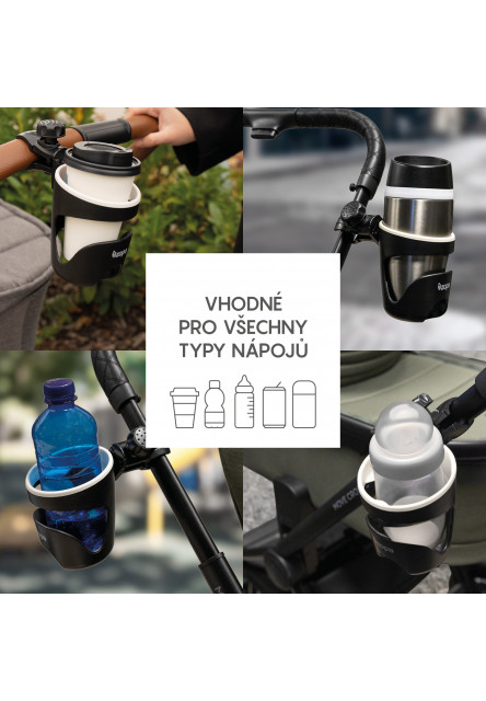 Držák na pití na kočárek - Deluxe, Black