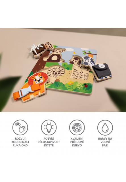 Dřevěné montessori puzzle, Wood, Hnědá