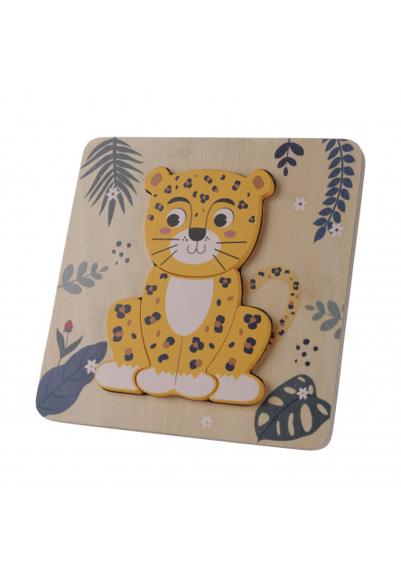 Dřevěné puzzle malé, Leopard
