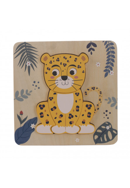 Dřevěné puzzle malé, Leopard