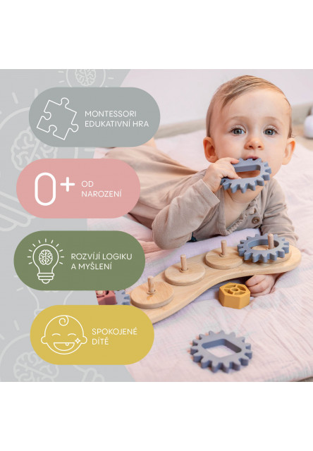 Silikónová bambusová skladačka ozubené kolieska, Multicolor