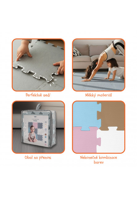 Penová podložka Puzzle 30x30 cm 9ks, Animals