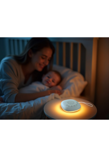 Prenosný usínací modul Premium s LED svetlom, bielym šumom a zvukmi, White